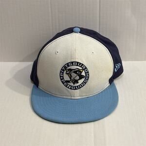 Vintage hockey Pittsburgh Penguins Snapback Hat Navy White Light Blue Brim OS
